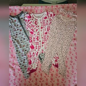 3-6m and 6m Mud Pie Bebe Baby Disney bundle of 3 footies pajamas